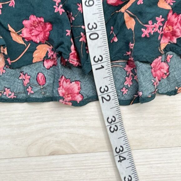 Free People Flower Fields Mini Dress Emerald Green Floral Long Sleeve Size S - Picture 16 of 16